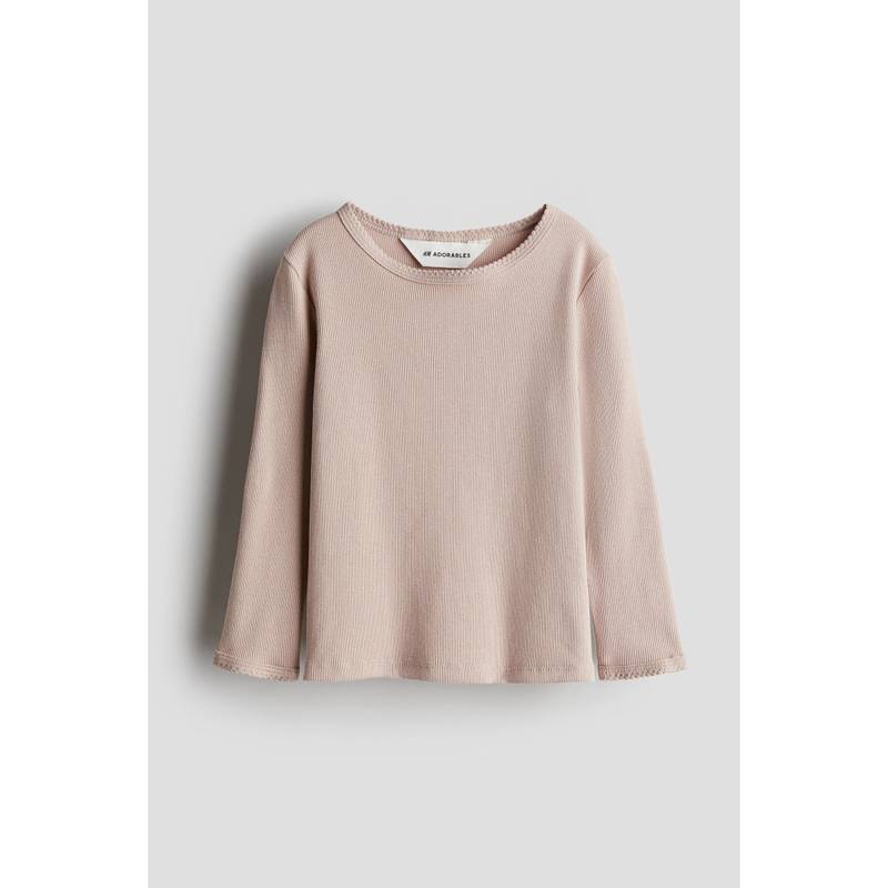 H&M Ribbed Cotton Top Beige (2-4 Years) (2-4 Years)