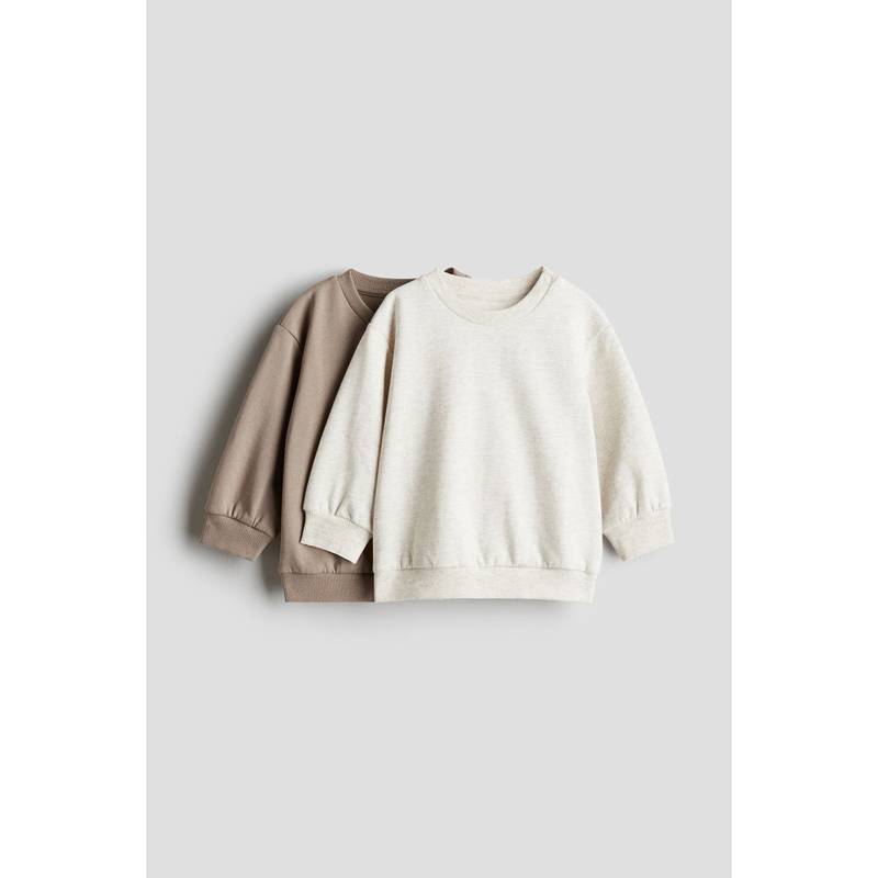 H&M 2-Pack Cotton Sweatshirts Beige (0-1 Months)