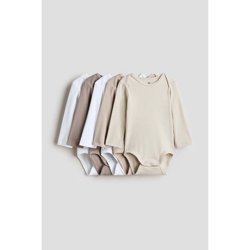 H&M 5-Pack Bodysuits Beige (1-2 Months)