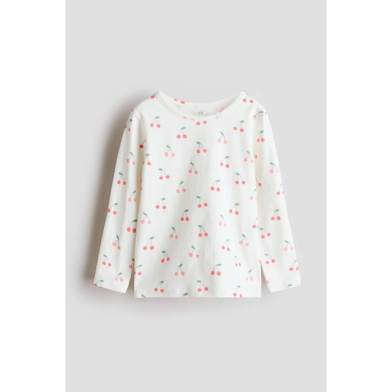 H&M Girls White Printed Jersey Top (8-10 Years) (8-10 Years)