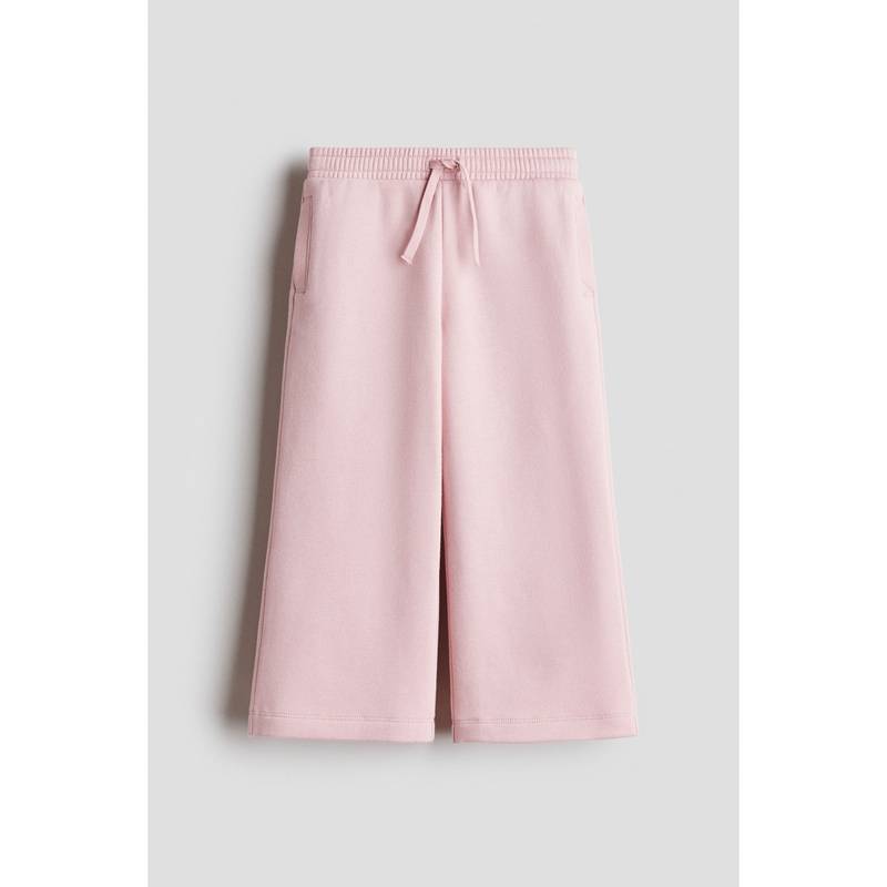 H&M Girls Pink Wide Brushed-Inside Joggers (7-8 Years) (7-8 Years)