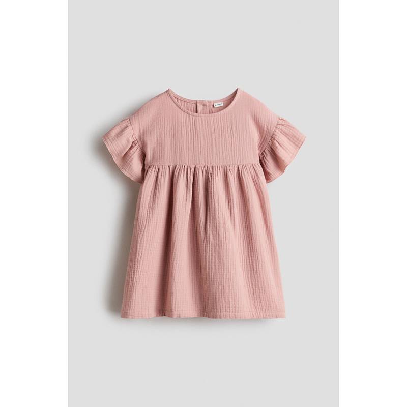 H&M Girls Pink Cotton Muslin Dress (4-5 Years) (4-5 Years)