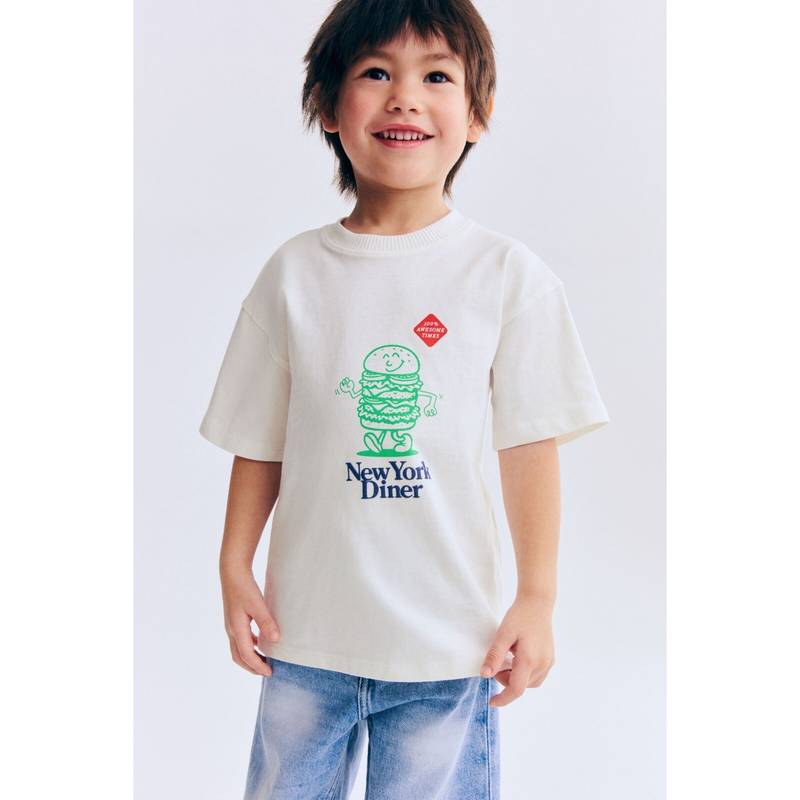 H&M Boys Beige Printed T-Shirt (1.5-2 Years) (1.5-2 Years)