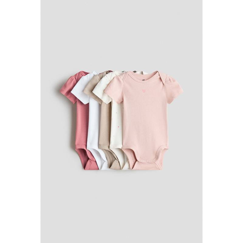 H&M White 5-Pack Cotton Bodysuits (2-3 Years)