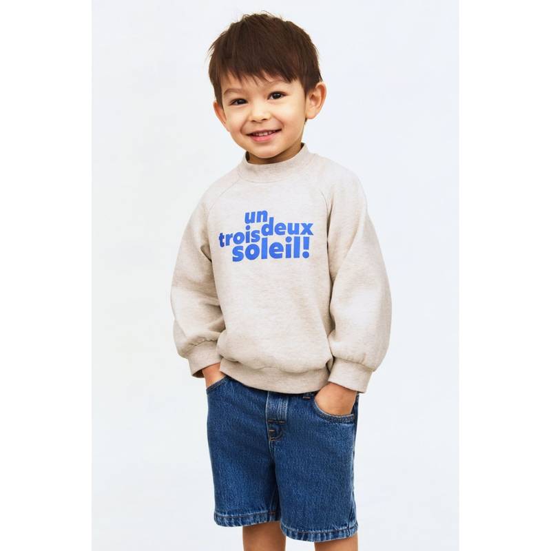 H&M Unisex Beige Embroidery-Detail Cotton Sweatshirt (6-9 Months) (6-9 Months)