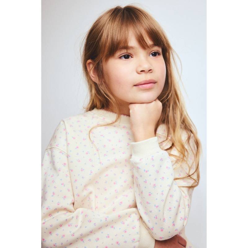 H&M Girls Beige Printed Brushed-Inside Sweatshirt (1.5-2 Years) (1.5-2 Years)