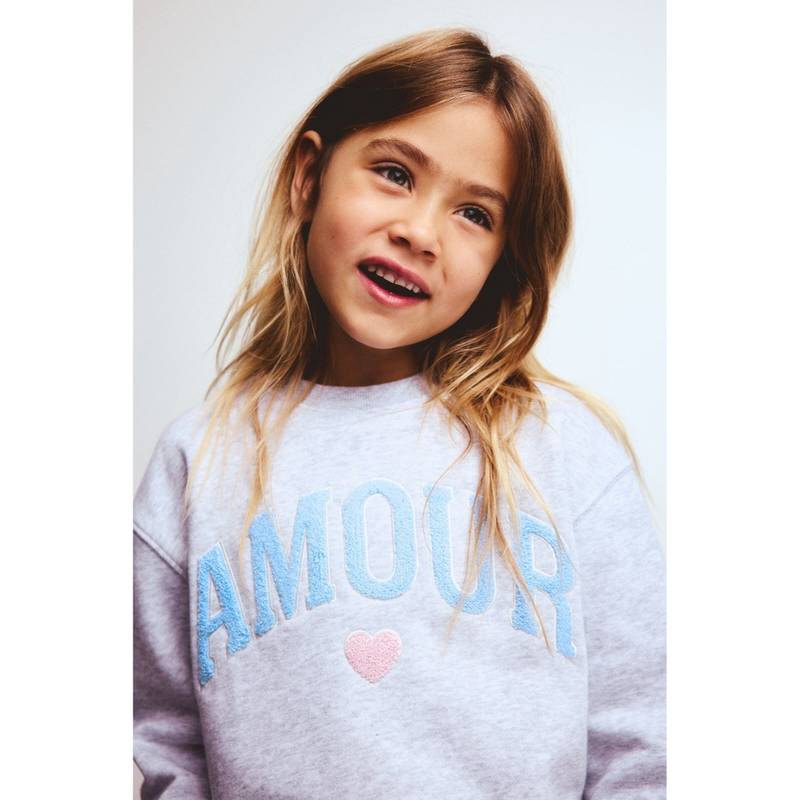 H&M Girls Grey Motif-Detail Sweatshirt (2-4 Years) (2-4 Years)