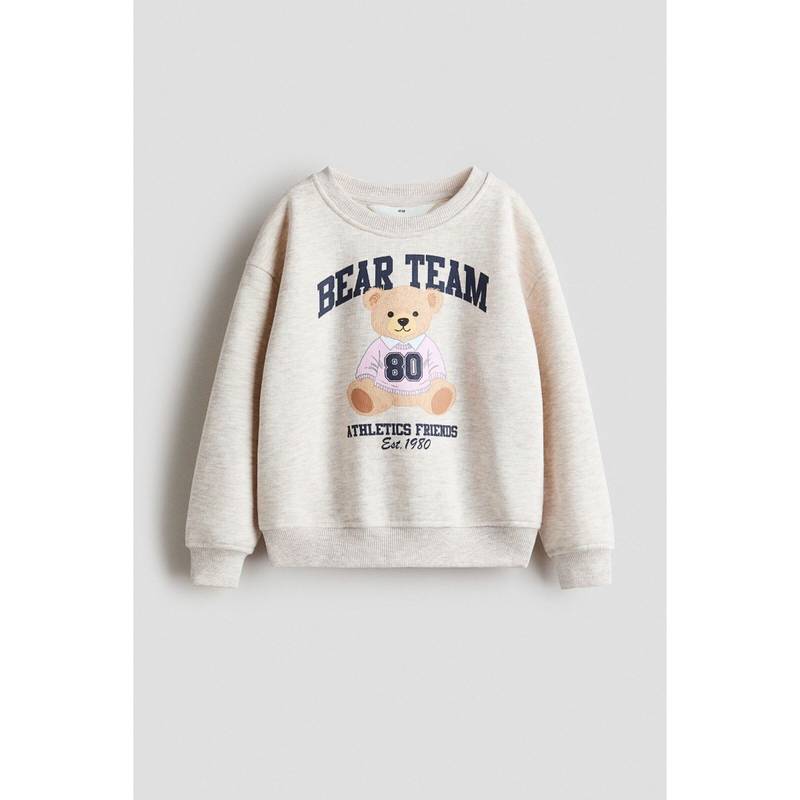 H&M Girls Beige Motif-Detail Sweatshirt (1.5-2 Years) (1.5-2 Years)