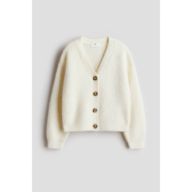 H&M Girls White Rib-Knit Cardigan (10-12 Years) (10-12 Years)