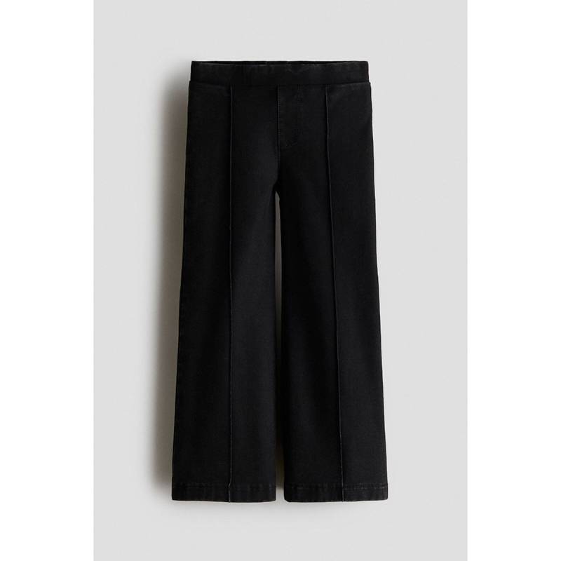 H&M Girls Black Denim-Look Wide-Leg Jeggings (8-9 Years) (8-9 Years)