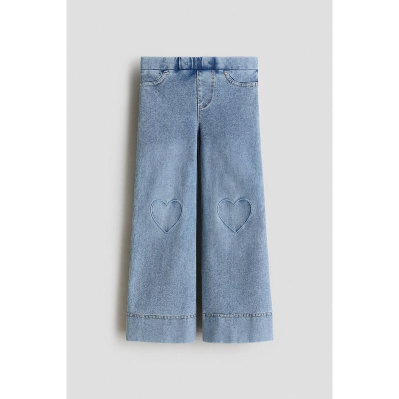 H&M Girls Blue Denim-Look Wide-Leg Jeggings (1.5-2 Years) (1.5-2 Years)