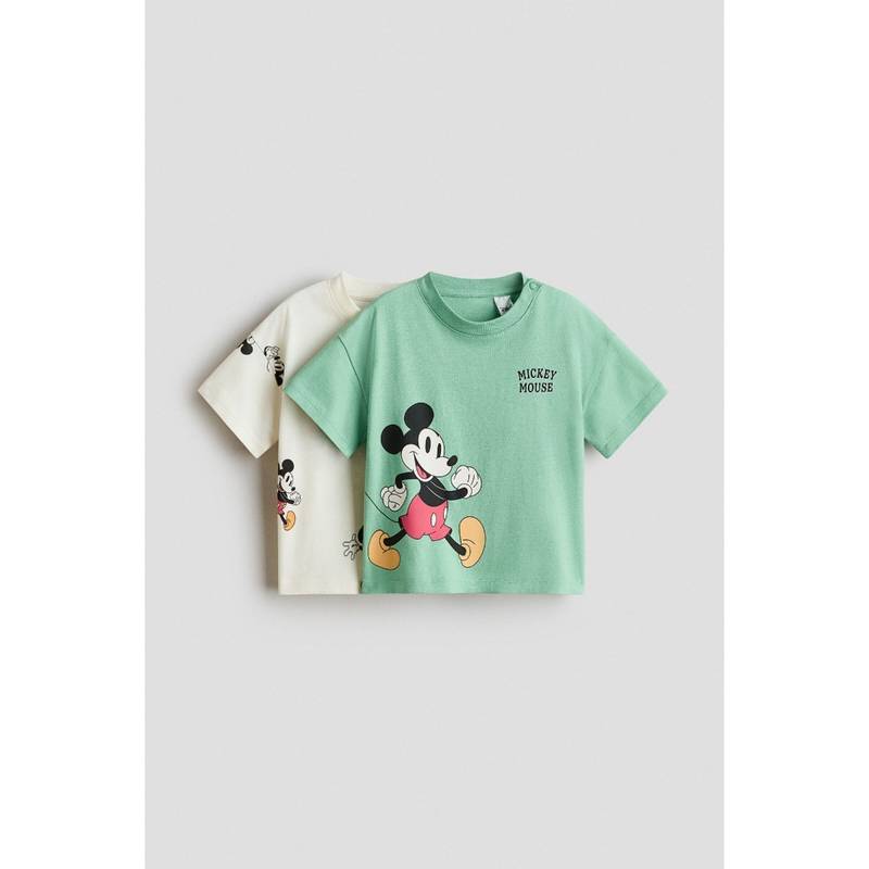 H&M Boys Beige 2-Pack Printed T-Shirts (9-12 Months)