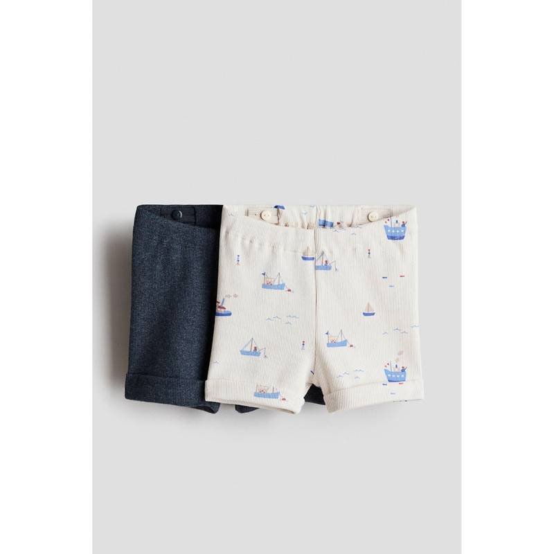 H&M Boys Blue 2-Pack Cotton Jersey Shorts (2-4 Months)