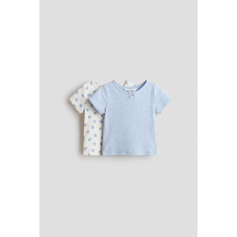H&M Girls Multi-Color 2-Pack Cotton T-Shirts (8-10 Years)