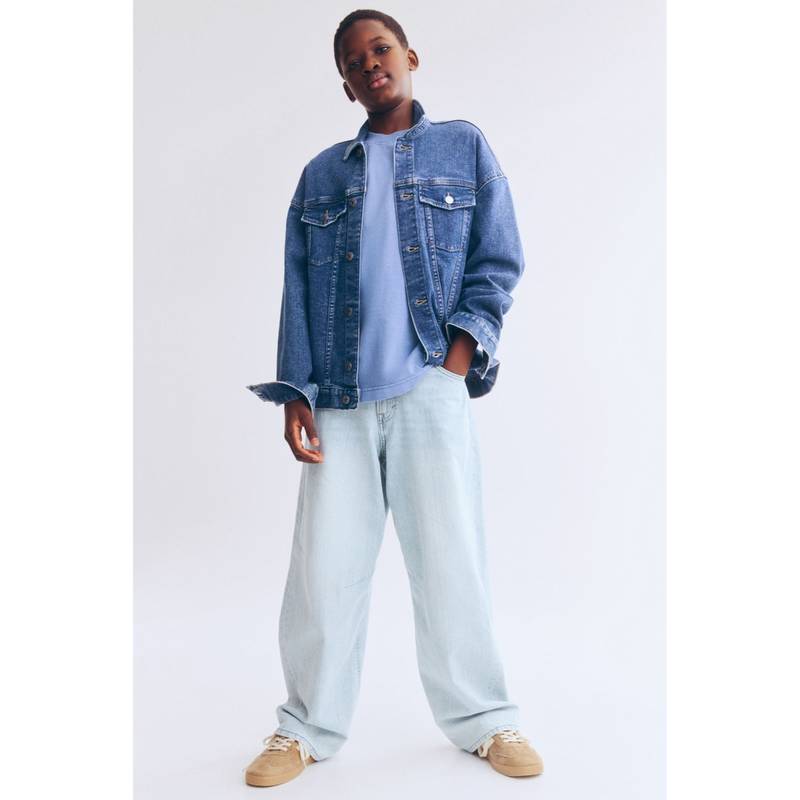 H&M Boys Blue Barrel-Leg Jeans (8-9 Years) (8-9 Years)