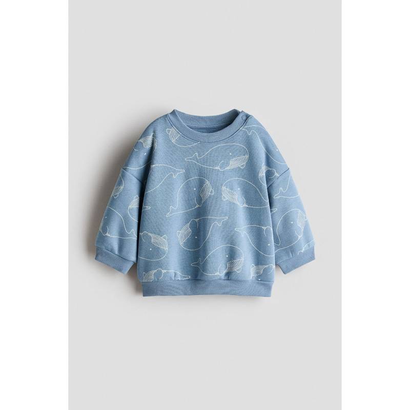 H&M Boys Blue Printed Sweatshirt (4-6 Months) (4-6 Months)