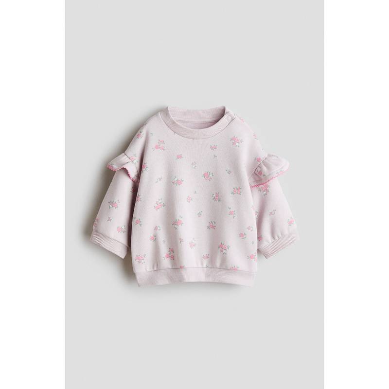 H&M Girls Purple Frill-Detail Sweatshirt (4-6 Months) (4-6 Months)