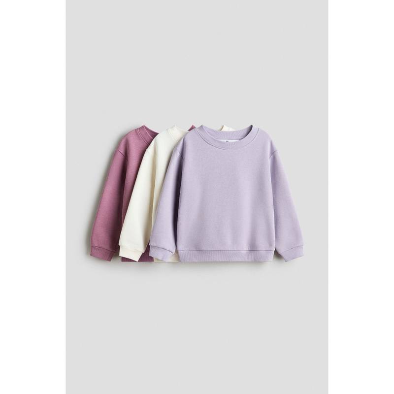 H&M Girls Multi-Color 3-Pack Brushed-Inside Sweatshirts (2-4 Years)