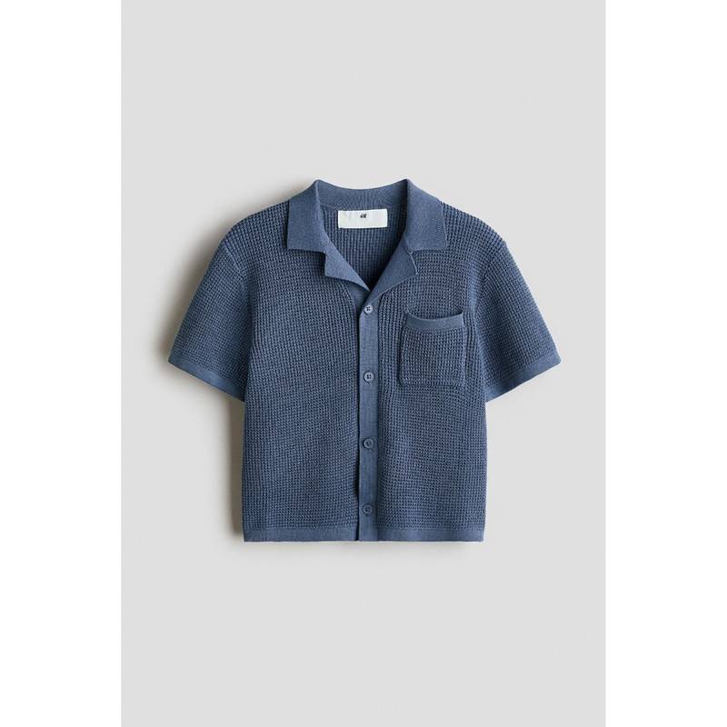 H&M Boys Blue Knitted resort shirt (6-8 Years) (6-8 Years)