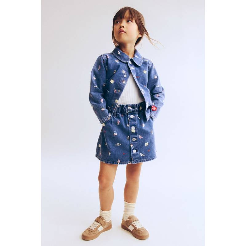 H&M Girls Blue Printed Denim Skirt (1.5-2 Years) (1.5-2 Years)