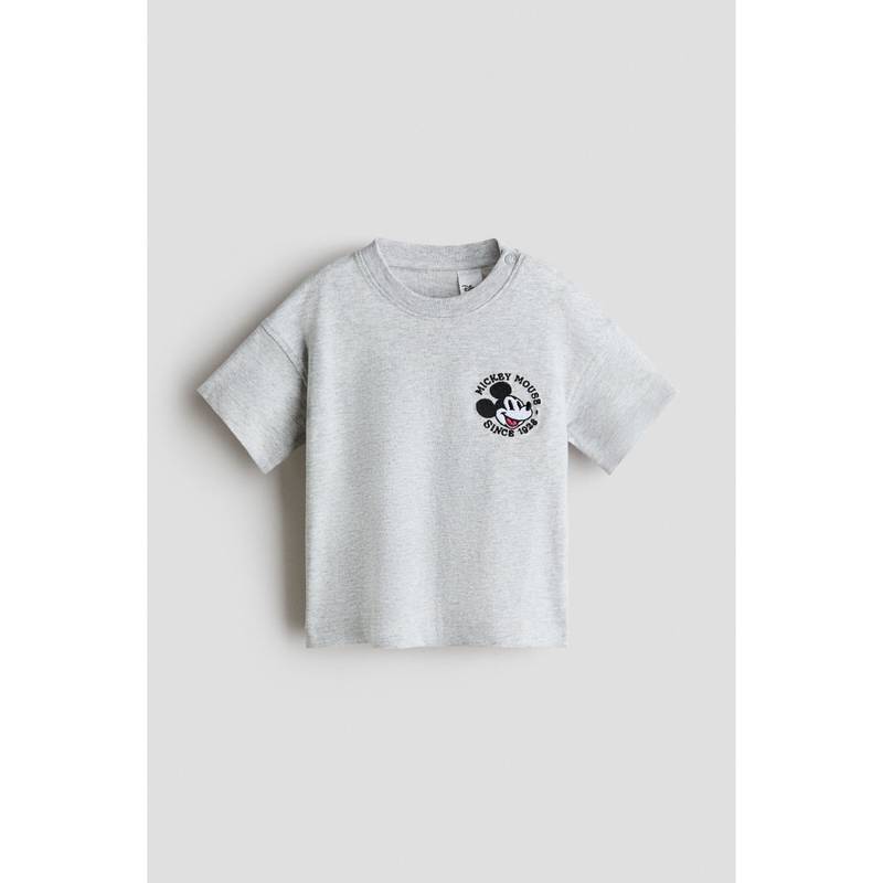 H&M Boys Grey Motif-Detail T-Shirt (4-6 Months) (4-6 Months)