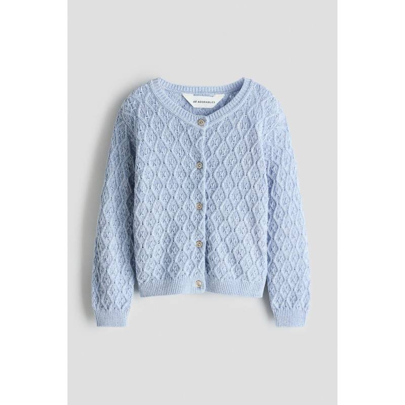 H&M Girls Blue Pointelle-Knit Cotton Cardigan (4-6 Years) (4-6 Years)