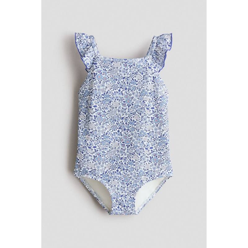 H&M Girls Blue Floral Printed swimsuit (4-6 Years) (4-6 Years)