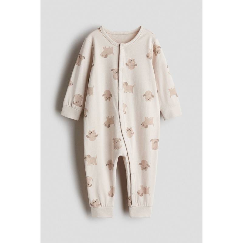 H&M Unisex Beige Patterned sleepsuit (1.5-2 Years) (1.5-2 Years)