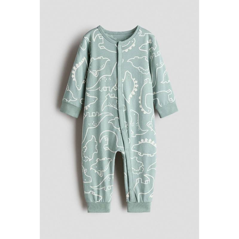 H&M Unisex Turquoise Patterned sleepsuit (2-4 Months) (2-4 Months)