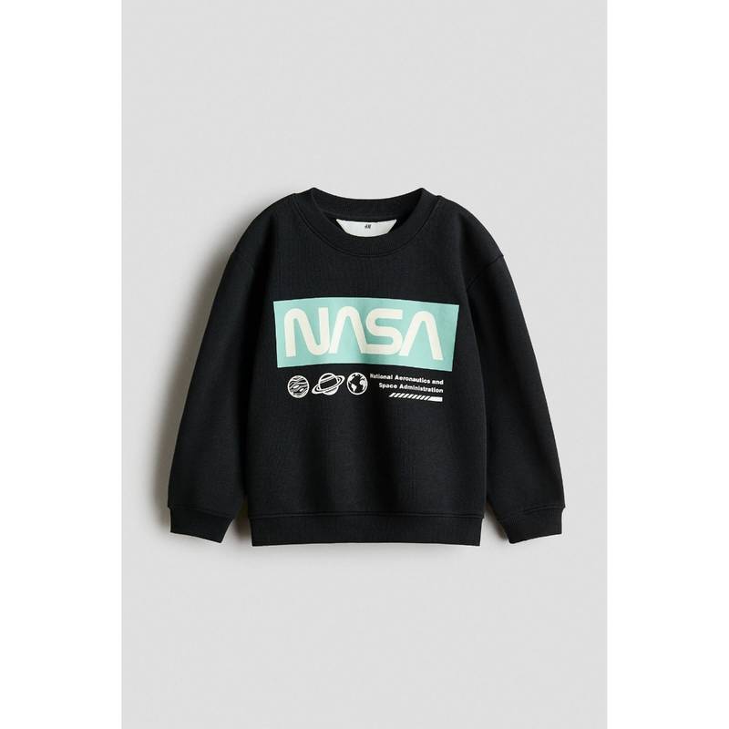 H&M Boys Black Printed Sweatshirt (2-4 Years) (2-4 Years)