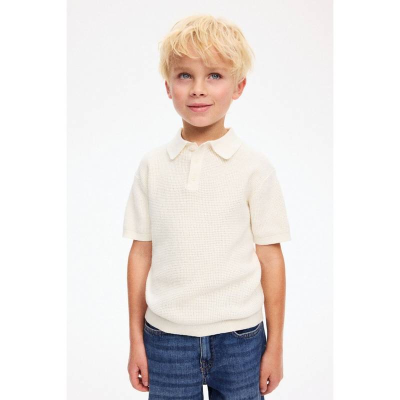 H&M Boys White Cotton-Knit Polo T-Shirt (1.5-2 Years) (1.5-2 Years)