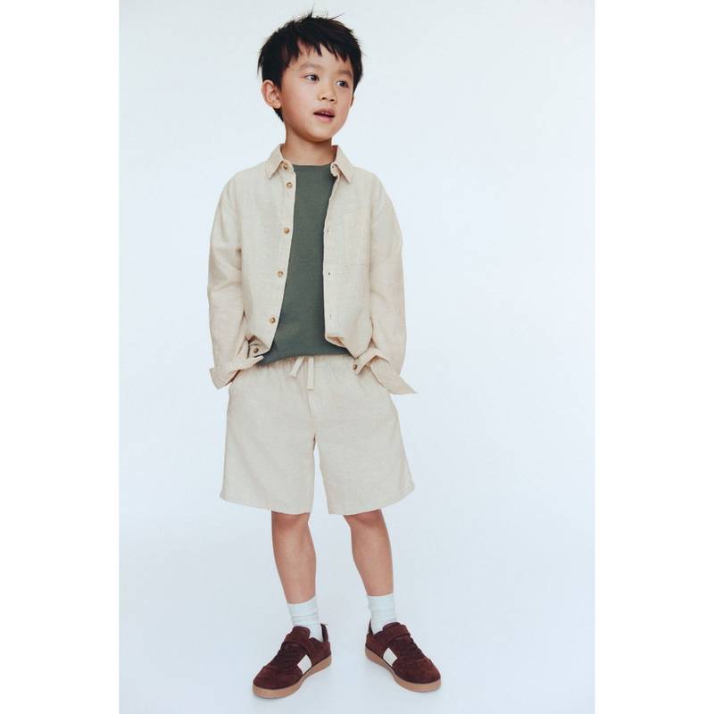 H&M Boys Beige Linen-Blend Drawstring Shorts (1.5-2 Years) (1.5-2 Years)
