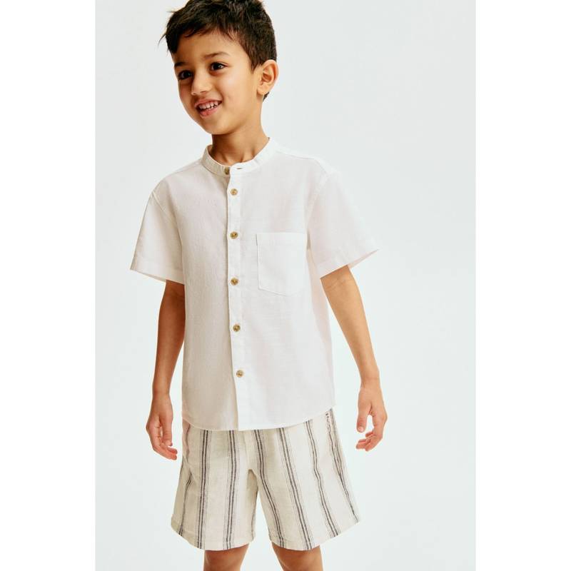 H&M Boys White Linen-Blend Drawstring Shorts (3-4 Years) (3-4 Years)