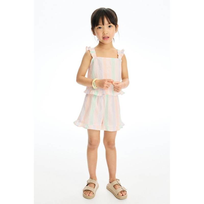 H&M Girls Multi-Color 2-Piece Frill-Trimmed Cotton Set (8-9 Years)