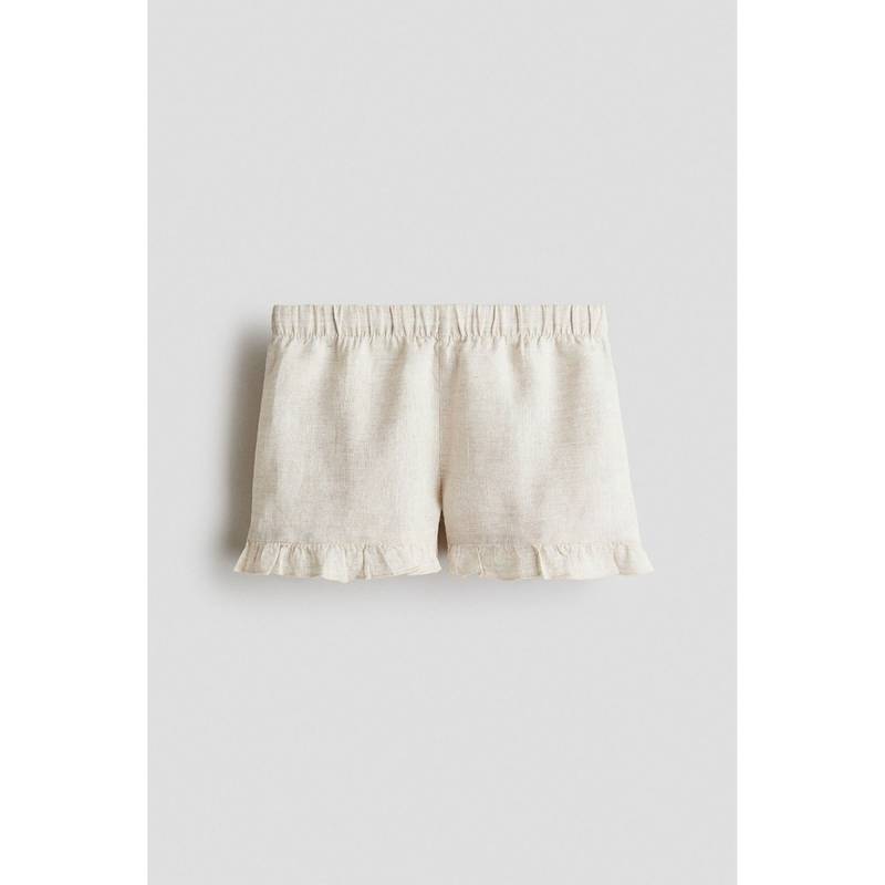 H&M Girls Beige Linen Shorts (4-5 Years) (4-5 Years)