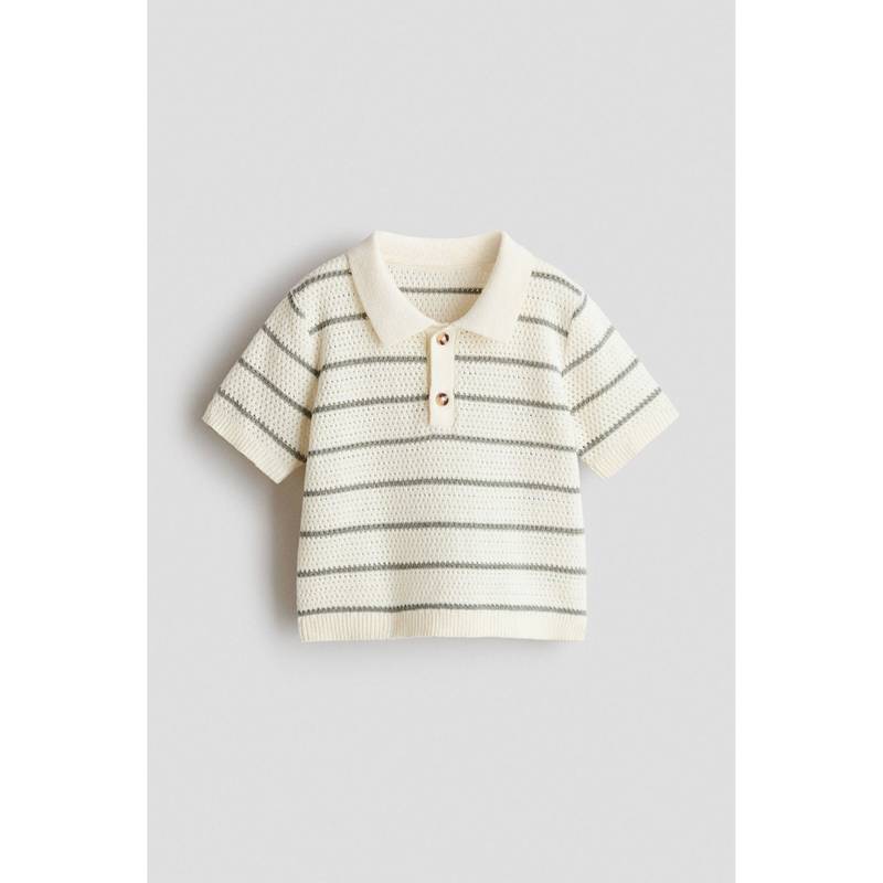 H&M Boys Beige Pointelle-Knit Polo T-Shirt (4-6 Months) (4-6 Months)
