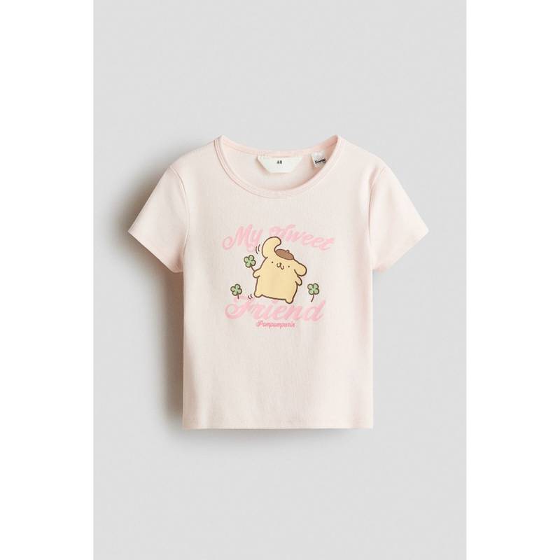 H&M Girls Pink Print-Motif Cotton Top (8-10 Years) (8-10 Years)