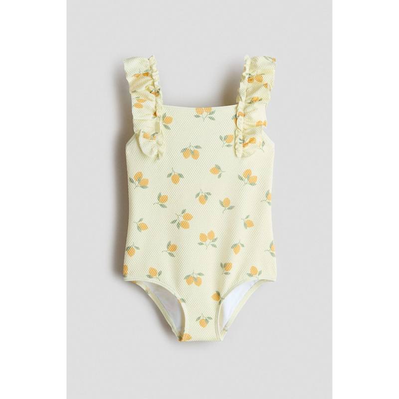 H&M Girls Yellow Frill-Trimmed Swimsuit (4-6 Years) (4-6 Years)