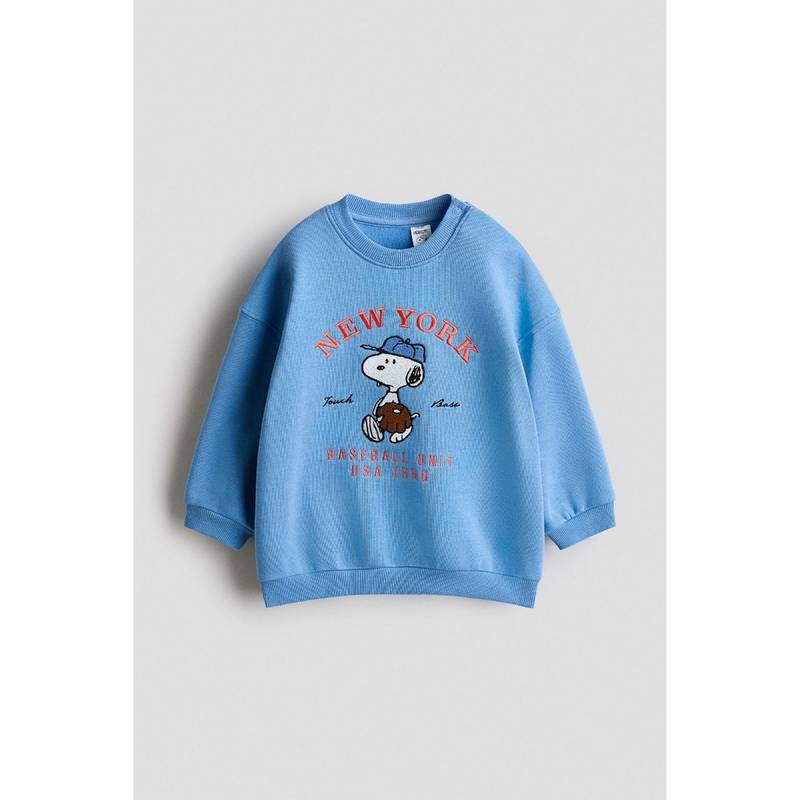 H&M Boys Blue Printed Sweatshirt (4-6 Months) (4-6 Months)