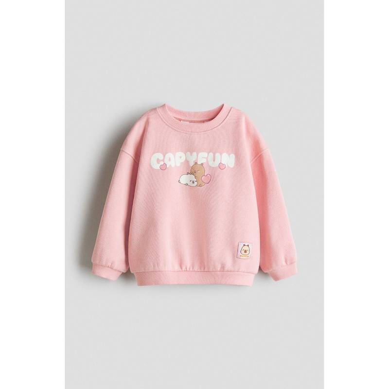H&M Girls Pink Motif-Detail Sweatshirt (2-4 Years) (2-4 Years)