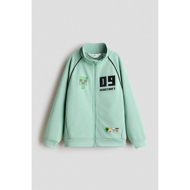 H&M Unisex Green Printed Track Jacket (6-8 Years) (6-8 Years)