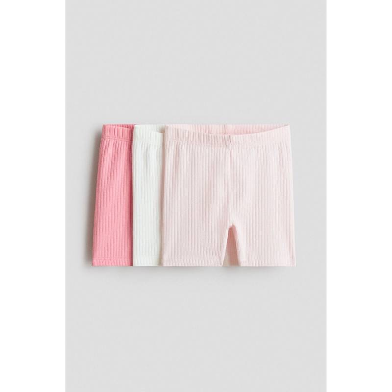 H&M Unisex Pink 3-Pack Ribbed Cycling Shorts (1-2 Months)