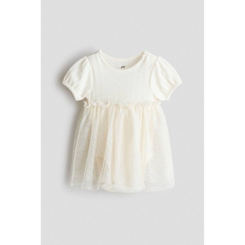H&M Girls White Tulle-skirt bodysuit dress (0-1 Months) (0-1 Months)