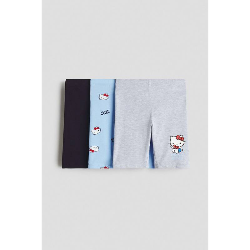 H&M Girls Grey 3-pack motif-detail cycling shorts (1.5-2 Years)