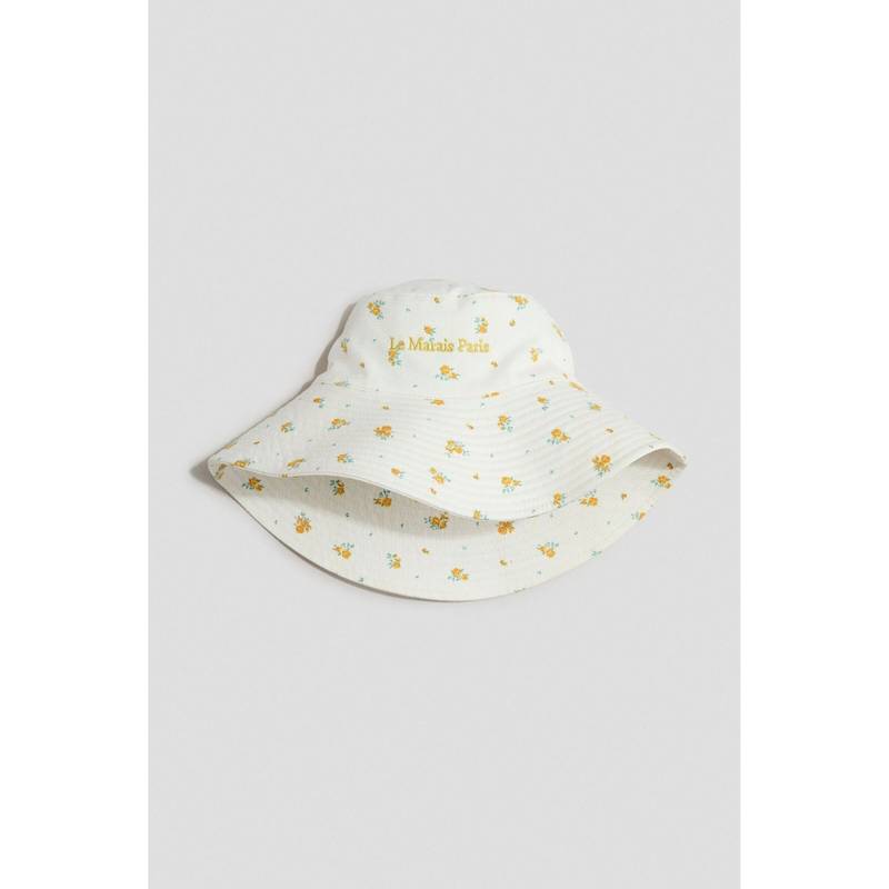 H&M Girls White Cotton twill sun hat (8-12 Years) (8-12 Years)