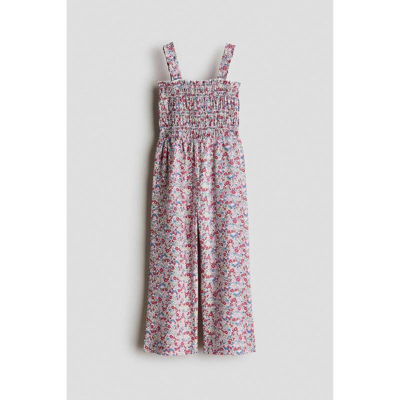 H&M Girls Multi-Color Smocked cotton jumpsuit (1.5-2 Years) (1.5-2 Years)