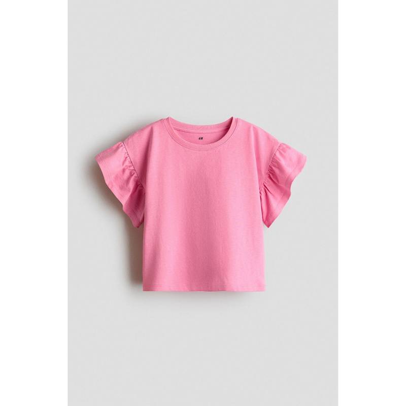 H&M Girls Pink Flutter-sleeved top (8-10 Years) (8-10 Years)