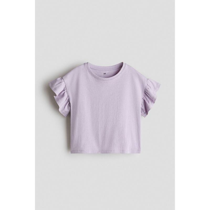 H&M Girls Purple Flutter-sleeved top (8-10 Years) (8-10 Years)