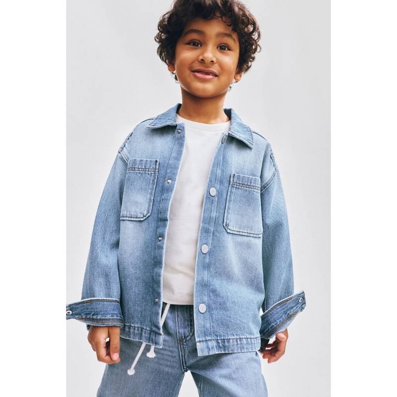 H&M Boys Blue Oversized denim overshirt (2-4 Years) (2-4 Years)