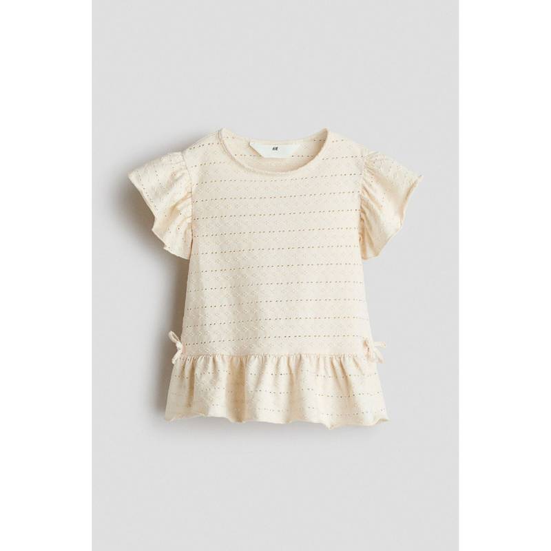 H&M Girls White Textured jersey top (1.5-2 Years) (1.5-2 Years)